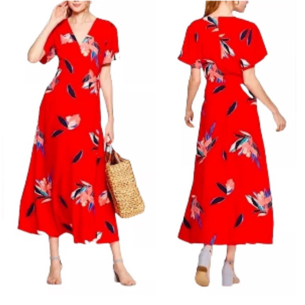 A New Day Red Floral wrap dress